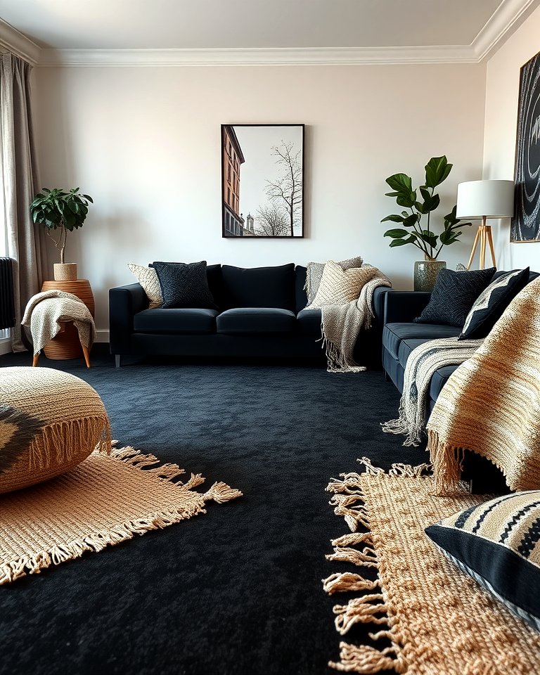 10 Stunning Black Carpet Living Room Ideas for a Bold Makeover - Image 4